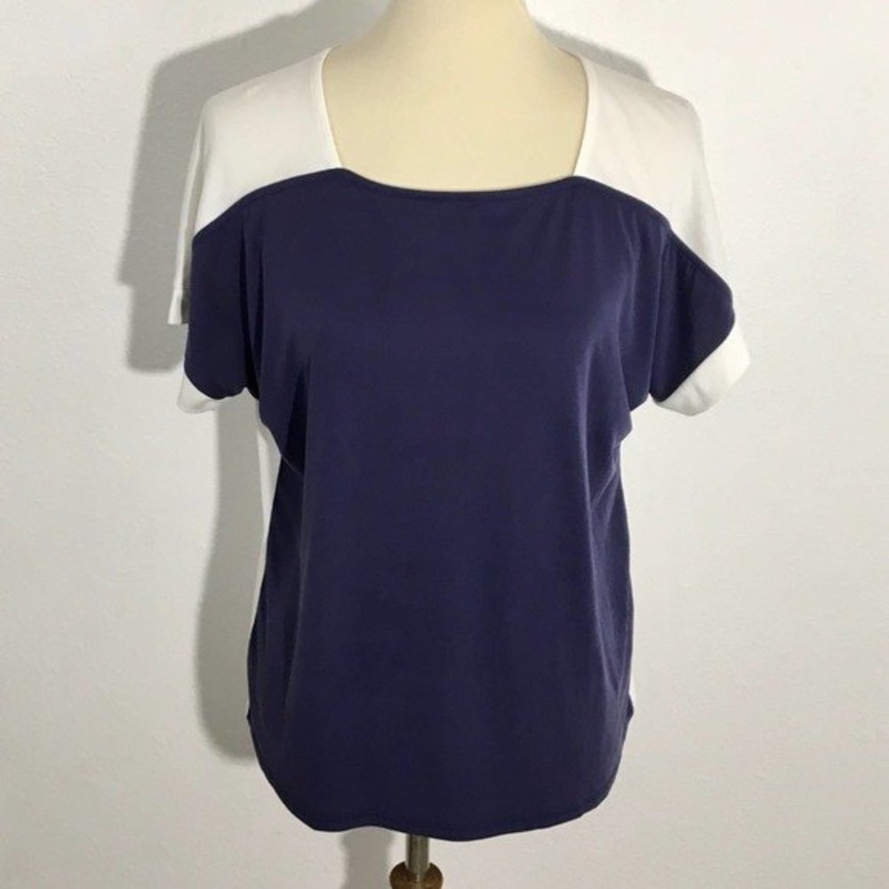 NEW Anthropologie COA Wharf Top Women's Size Small Blue White Color Block